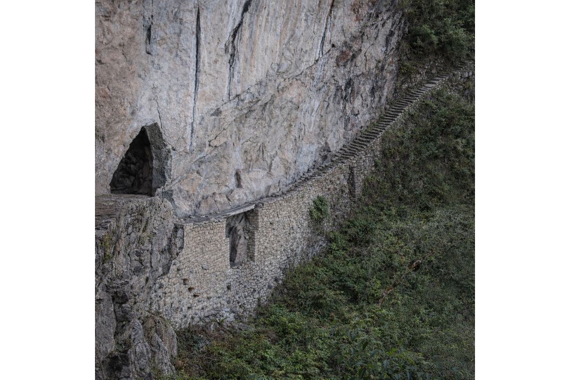 Ancient Inca Bridge defensive route photographed on a Machu Picchu Guided Tours itinerary.