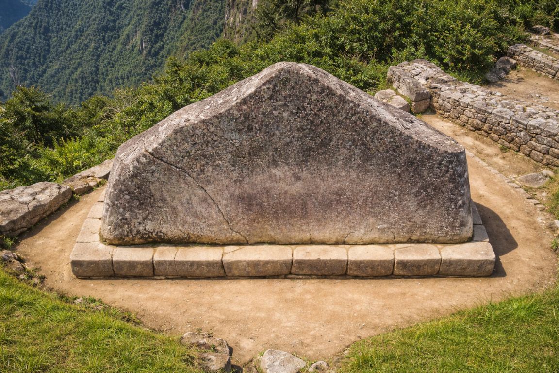 Sacred Rock carved by the Incas viewed during a Machu Picchu Guided Tours guided exploration.