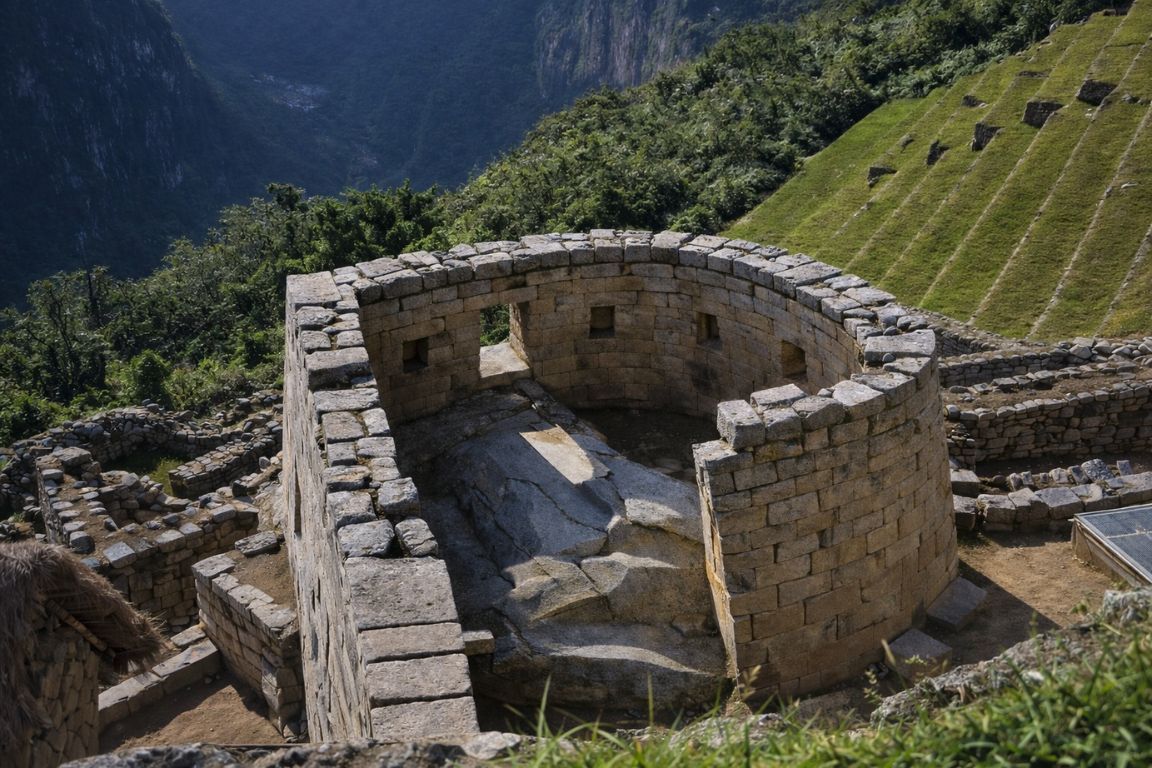 Sacred Temple of the Sun overlooking the Andes during a Machu Picchu Guided Tours guided visit.